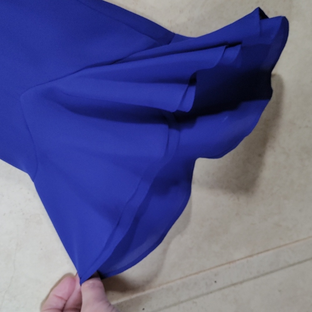 4093 Alex Marie royal blue crepe knit v-neck ruffle bell sleeve blouse XL - Picture 5 of 9